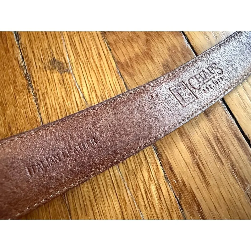 CHAPS Distressed Brown Italian Leather Belt Mens sz 34